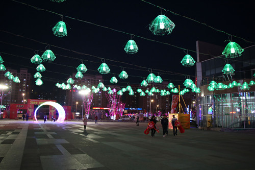 瑞岭国际商业广场亮化夜景营造节日气氛-兰州新区AB娱乐集团门户网站